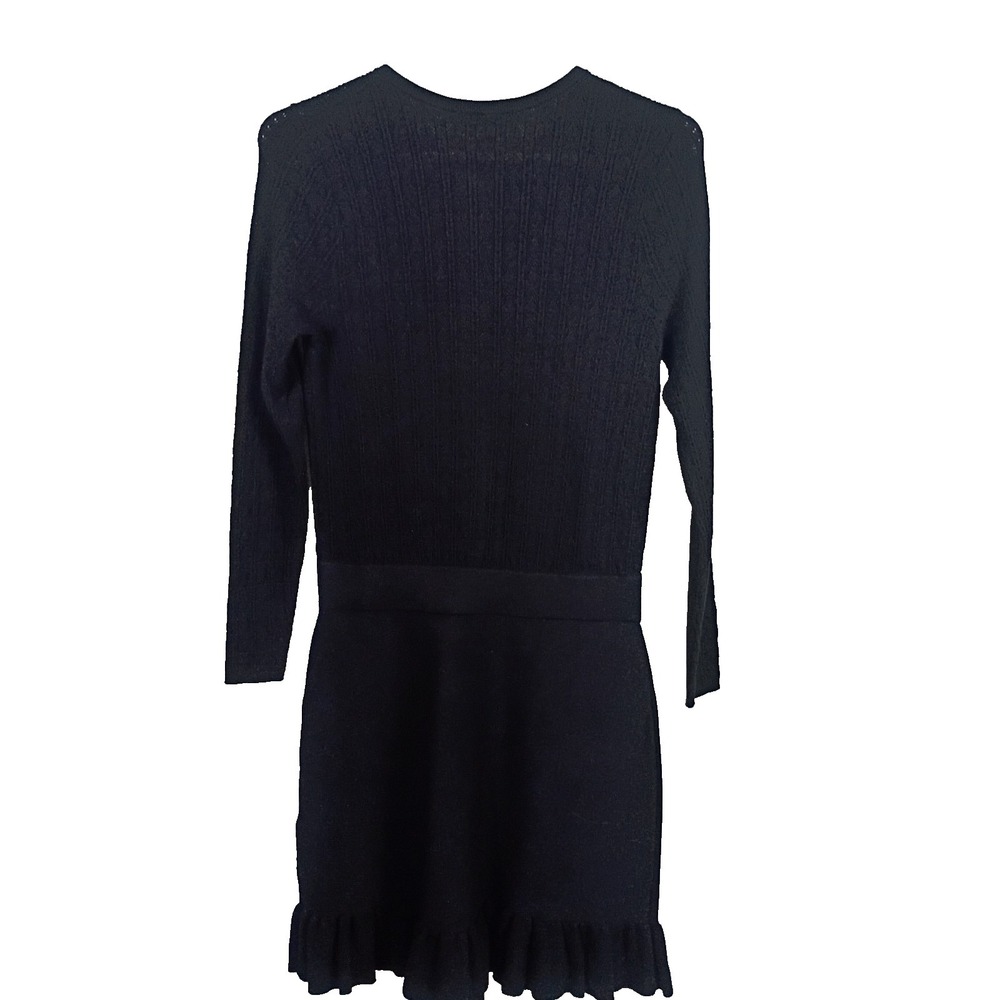 La Maille Sezane Diana Mini Knit Sweater Dress Womens Medium Black Minimalist - Picture 8 of 13